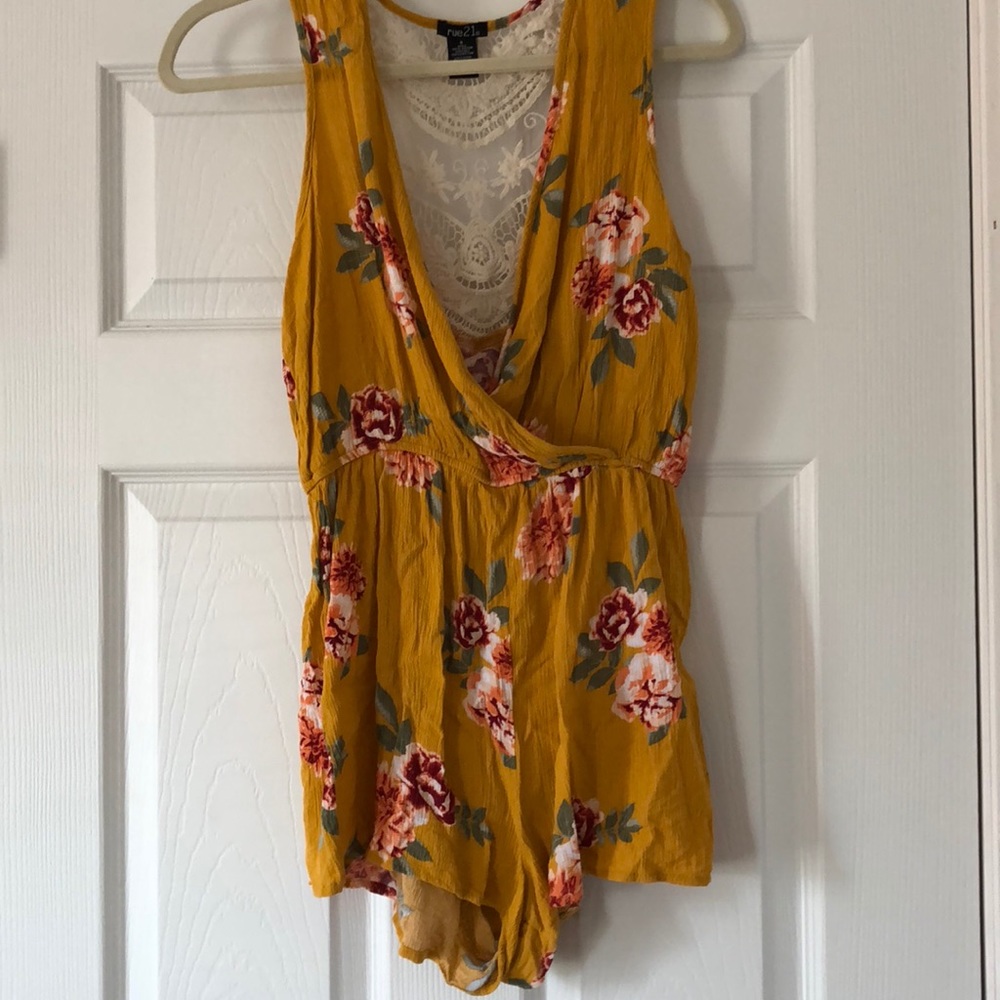 Yellow Floral print romper